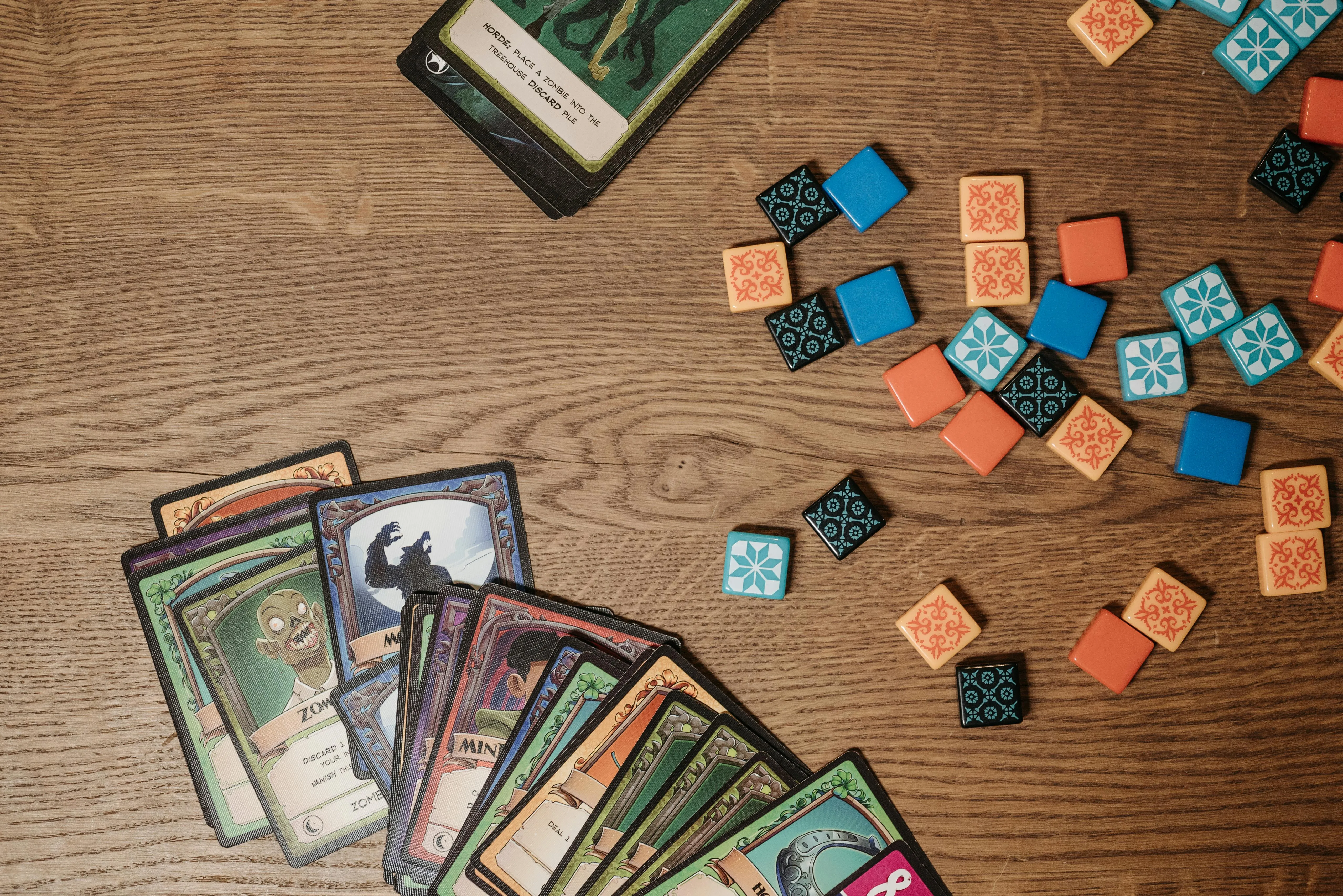 Board games on a travel table